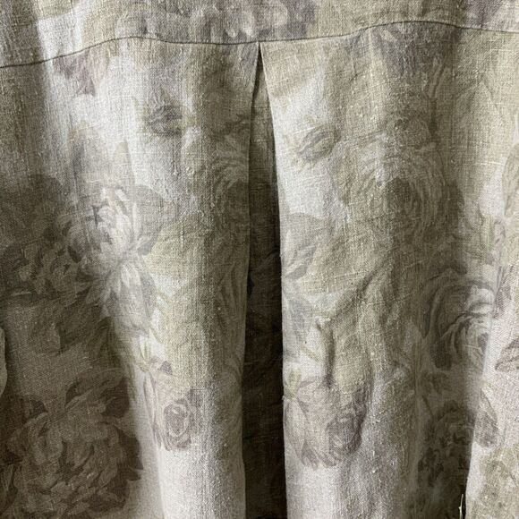 Vtg Smith & Hawken Linen Jacket Women's L Button Up Pockets Floral USA Tan Khaki - Picture 11 of 16